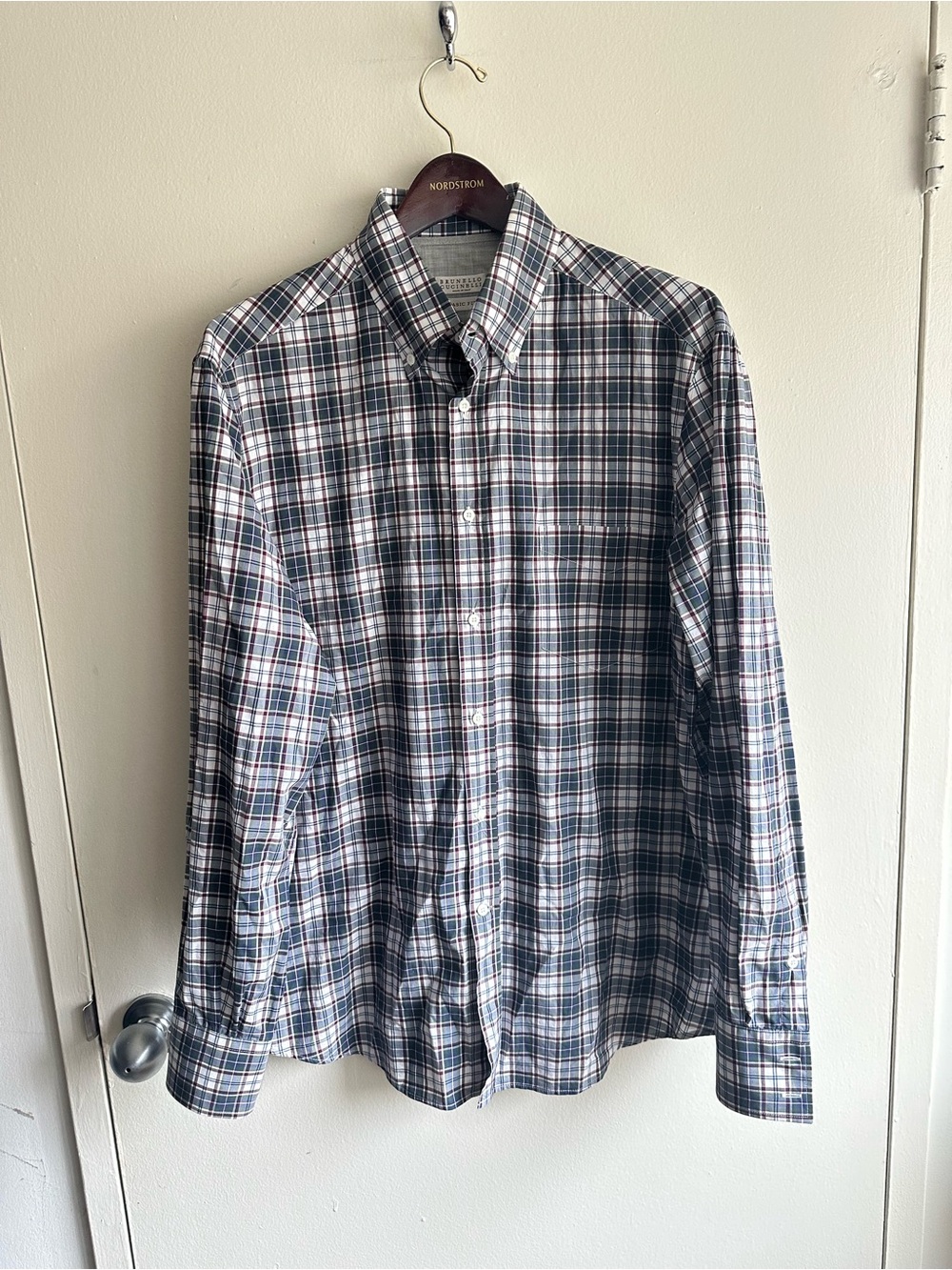 Brunello Cucinelli Basic Fit Plaid Button-Down Shirt US L